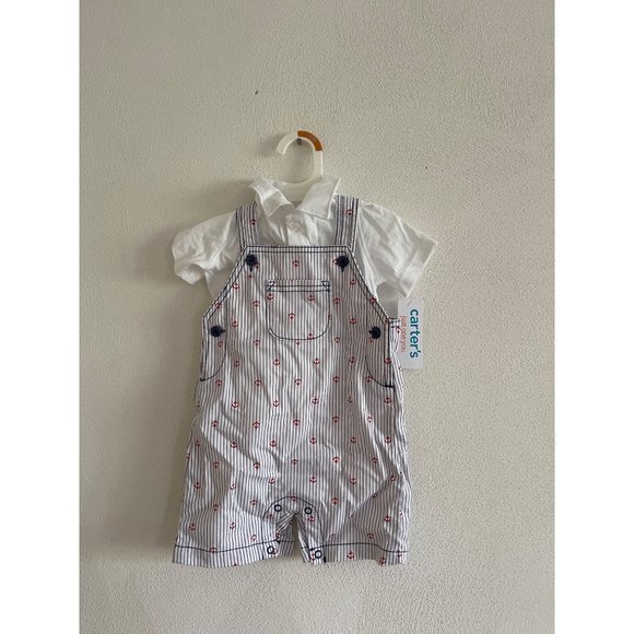 Brand New NWT Carters Sailor Overalls Two Piece Set Size 12 Months - Picture 1 of 3